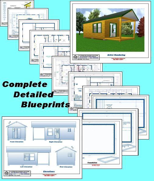 12×20 Starter Cabin w/ Covered Porch Plans Package, Blueprints, Material List