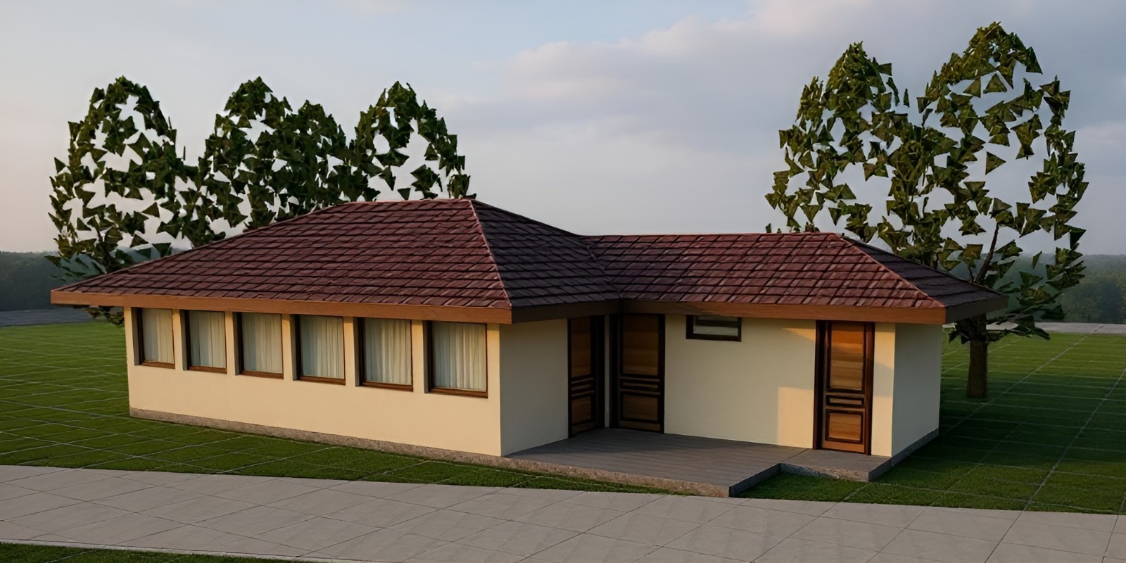 Tiny Small Modern Open House Floor Plan Blueprints + Material List, 646SQFT/60m2