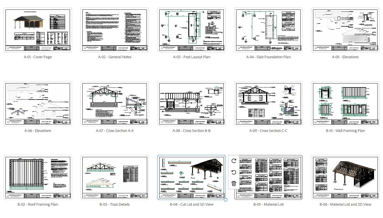 Rustic Carport & Pavilion Plans with Storage