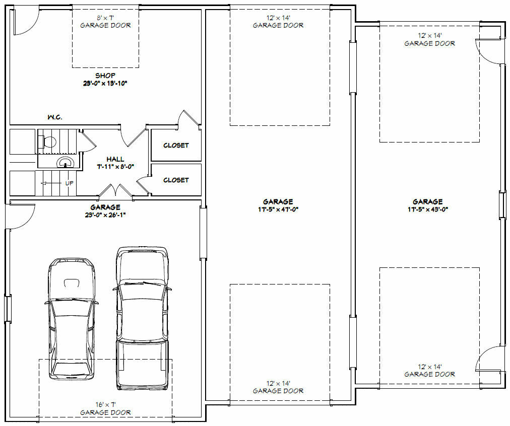 60×50 Apartment with 2-Car 2-RV Garage – PDF FloorPlan – 1,703 sqft – Model 1G