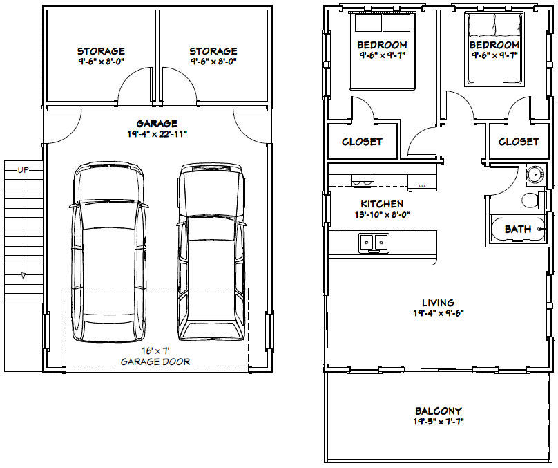 20×32 House — 2 Bedroom — 808 sqft — PDF FloorPlan — Model 6P