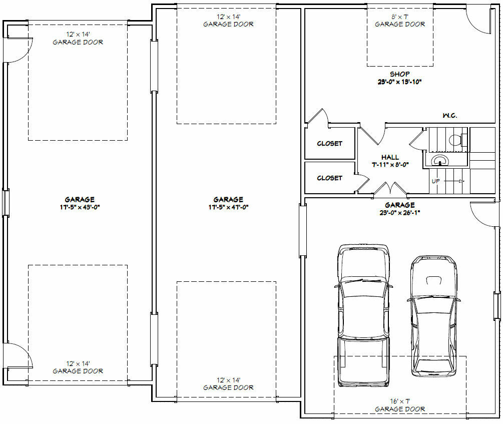 60×50 Apartment with 2-Car 2-RV Garage – PDF FloorPlan – 1,703 sqft – Model 1F
