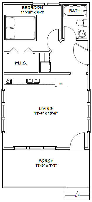 18×30 Tiny House — 540 sq ft — PDF Floor Plan – Model 5D