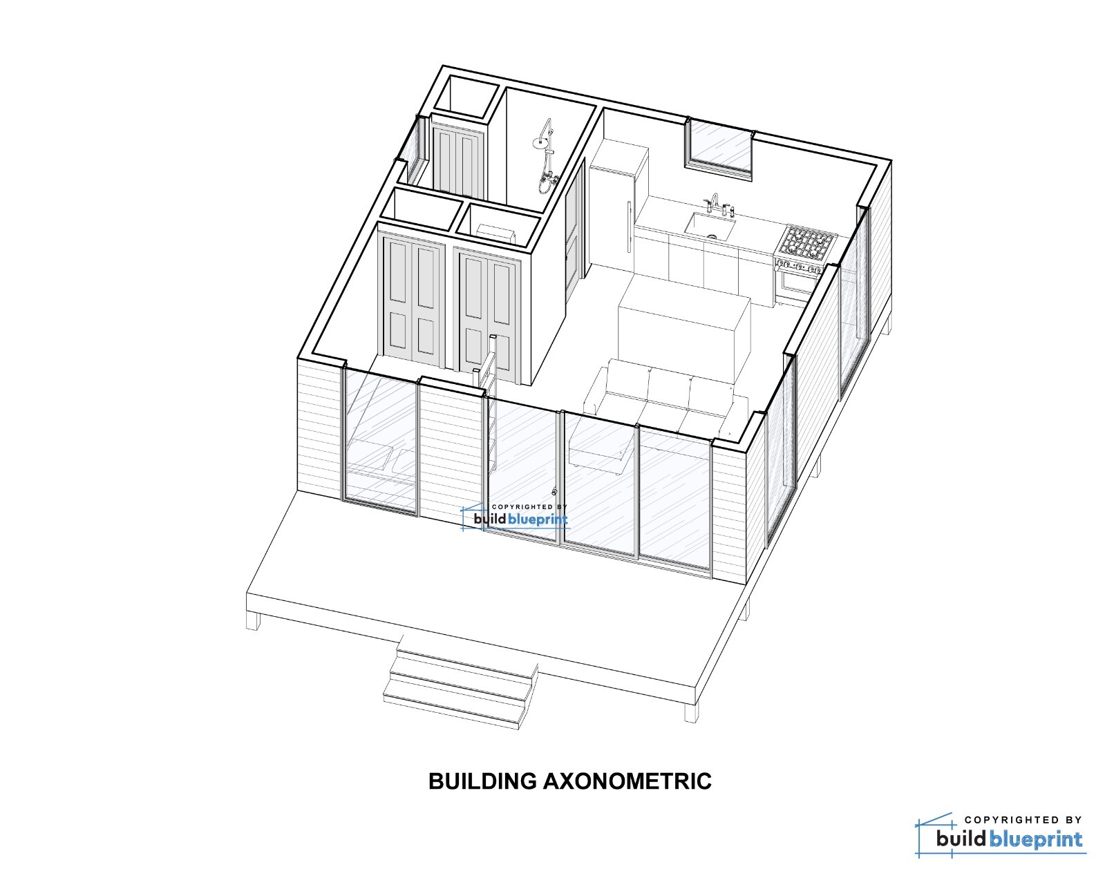 20×20 Lean Modern Cottage Custom Architectural Plans 400SF – PDF Download