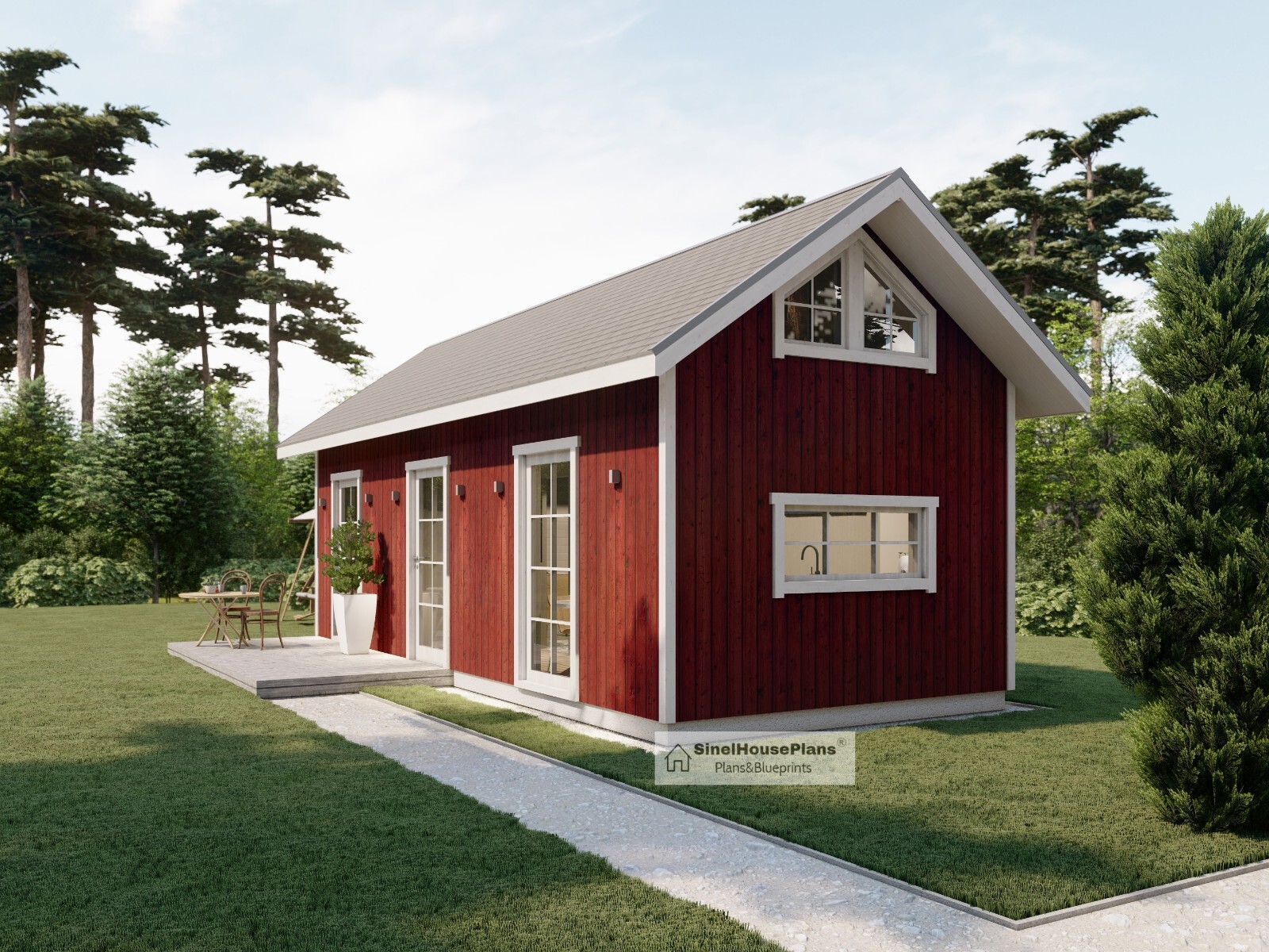 12’x28′ Cabin House Plans / Two-Bedroom Tiny house with Loft / 455 SF Building