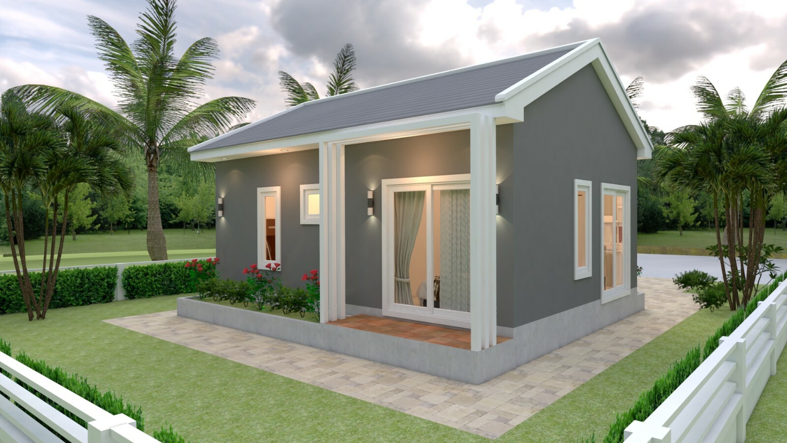 House Design Plan 8×6 Meter 26×20 Feet 2 Bedrooms Gable Roof PDF (A4 Hard Copy)