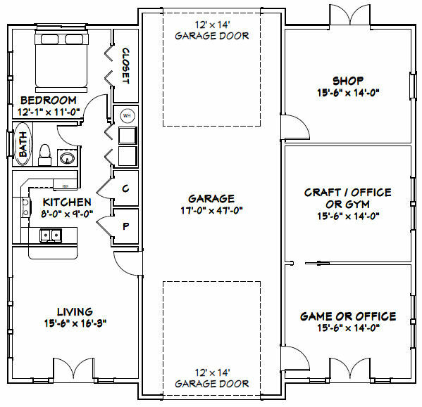 50×48 1-RV Garage 1 Br 1 Ba – PDF FloorPlan – 2,274 sqft – Model 5A