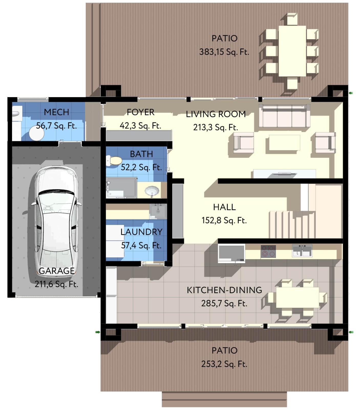 43’x29’ 3 Beds, 4 Baths Cozy A-Frame House Architecture Plans PDF Download.