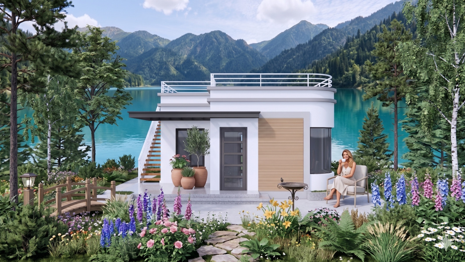 20×23 Feet Small House 6×7 Meter 2 Bed 1 Bath Terrace Roof PDF, Cad&A4 Hard Copy
