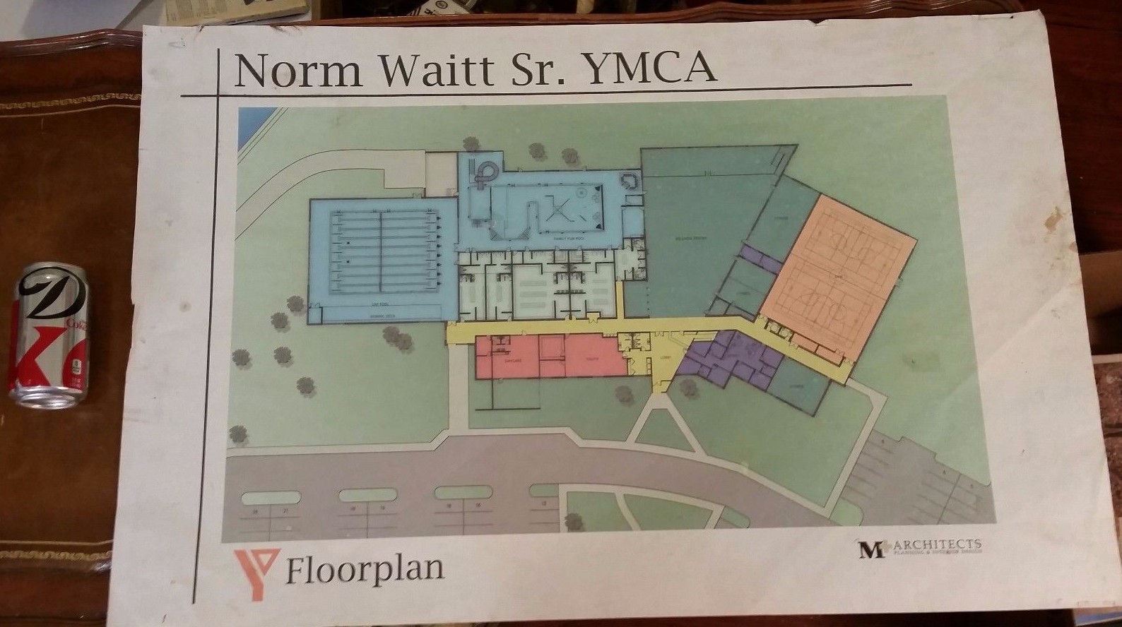23″ X 35″ Architects Floorplan for the NORM WAITT SR YMCA in SIOUX CITY IOWA