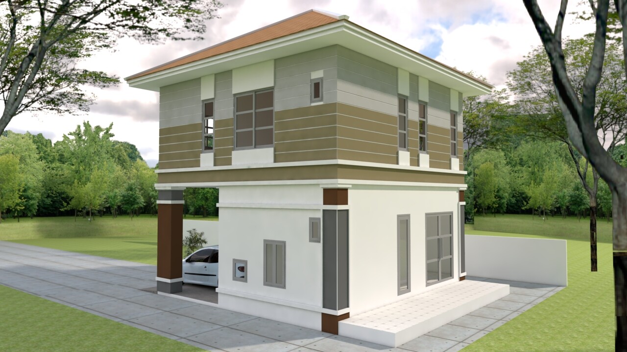 Custom House Plan 23×23 Feet 7×7 Meter 3 Beds 3 Bath Hip Roof PDF (A4 Hard Copy)
