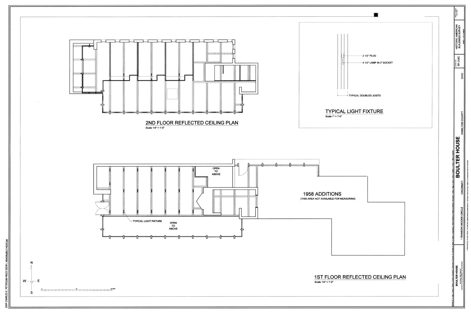 Frank Lloyd Wright, Midcentury Modern Boulter home, PRINTED architectural plans
