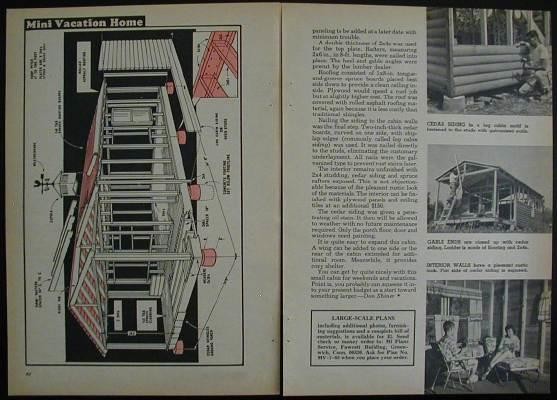 Vacation CABIN Hunting Camp EZ 1968 HowTo Build PLANS 14×24