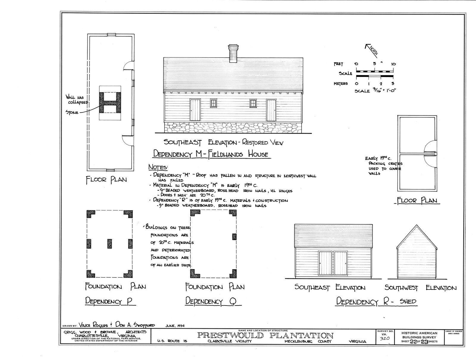 Architectural Home Plans, Prestwould Virginia Plantation Mansion w/ cottages