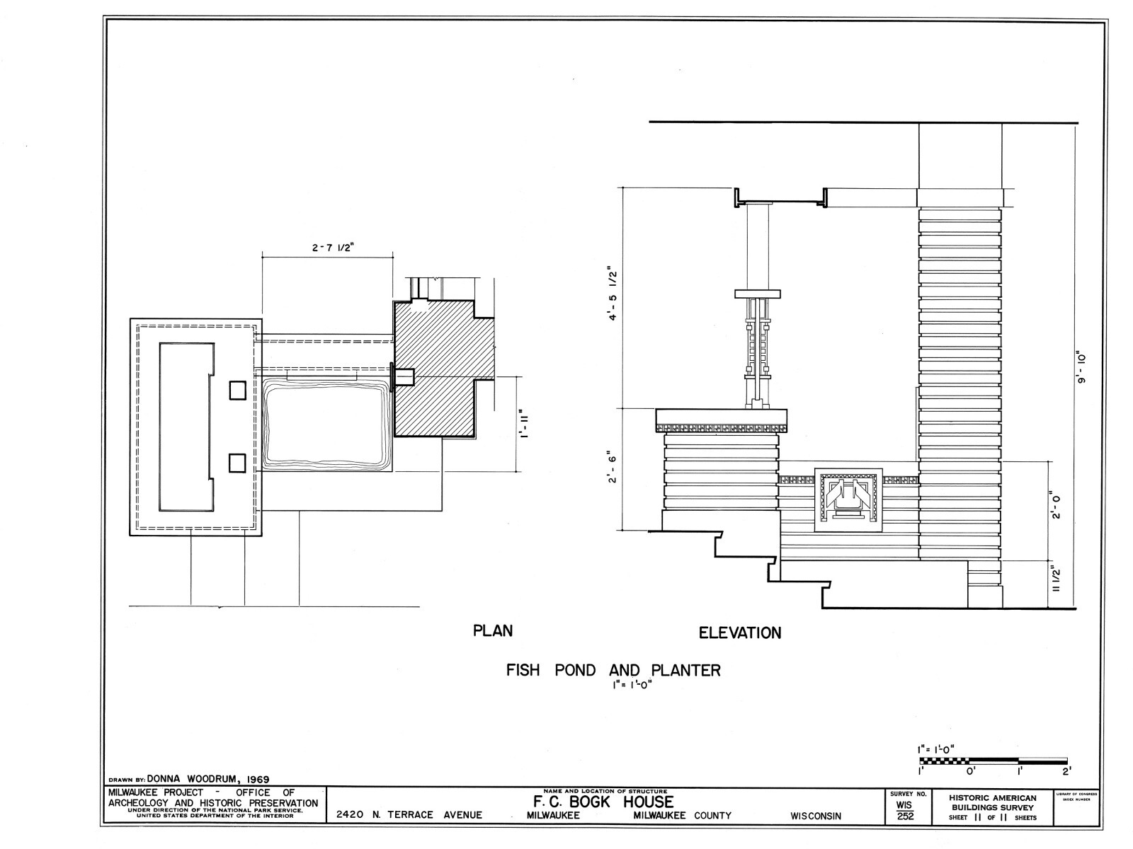 Frank Lloyd Wright’s Bogk House, brick Prairie Style – PRINTED PLANS