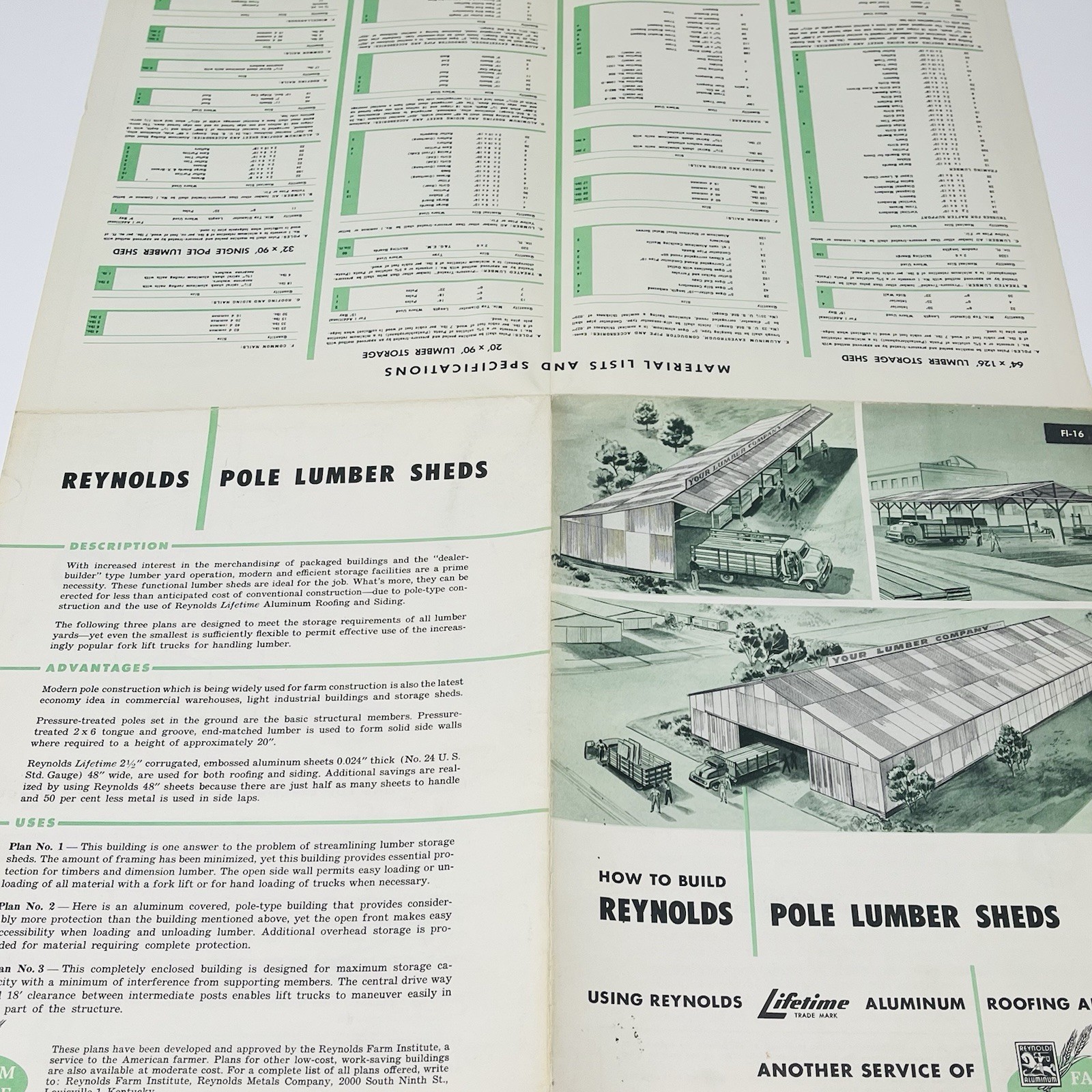 1954 Reynolds Aluminum How To Build Pole Lumber Sheds Plan Blueprint Farm