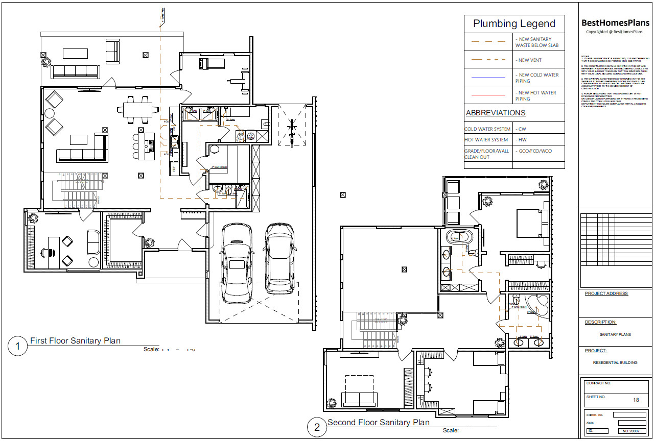 60’x60′ 3 Beds, 3.5 Baths Hi-tech Style Architectural Build Plans PDF.