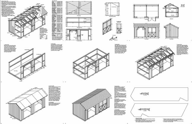 Combo Firewood and Storage Shed Plans / Blueprints 8×16 ft Design #70816