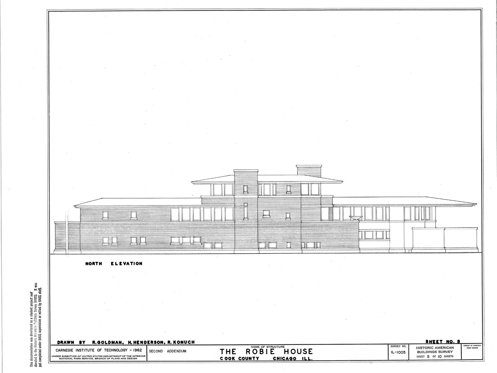 Frank Lloyd Wright Prairie Style Home – Robie House, 25 sheet set, PRINTED