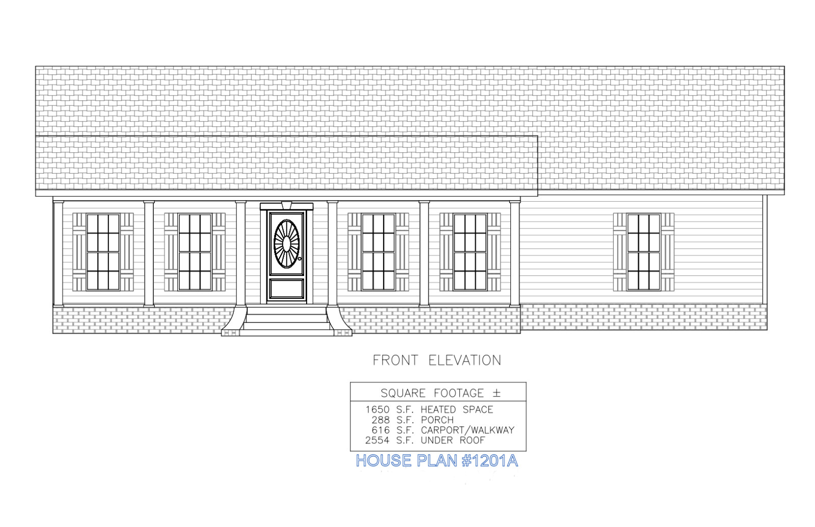 Ranch House Plans 1650 SF 3 Bed 2 Bath Open Floor – Split BR (Blueprints) #1201A