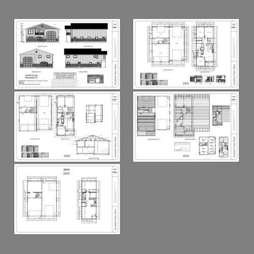 44×48 Apartment with 2-Car 1-RV Garage – PDF FloorPlan – 1,645 sqft – Model 1H