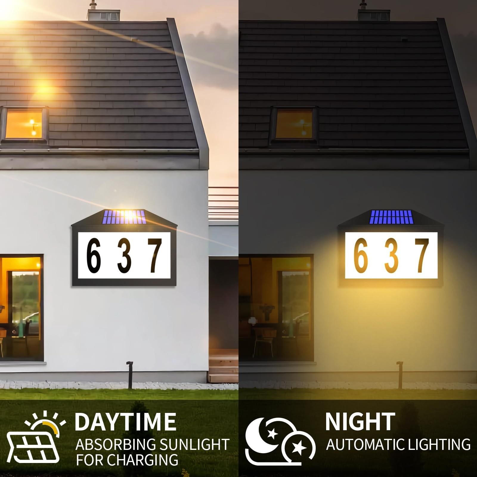 IVWVI Solar House Numbers, Lighted Address Number 7.3×5.7inch, Black