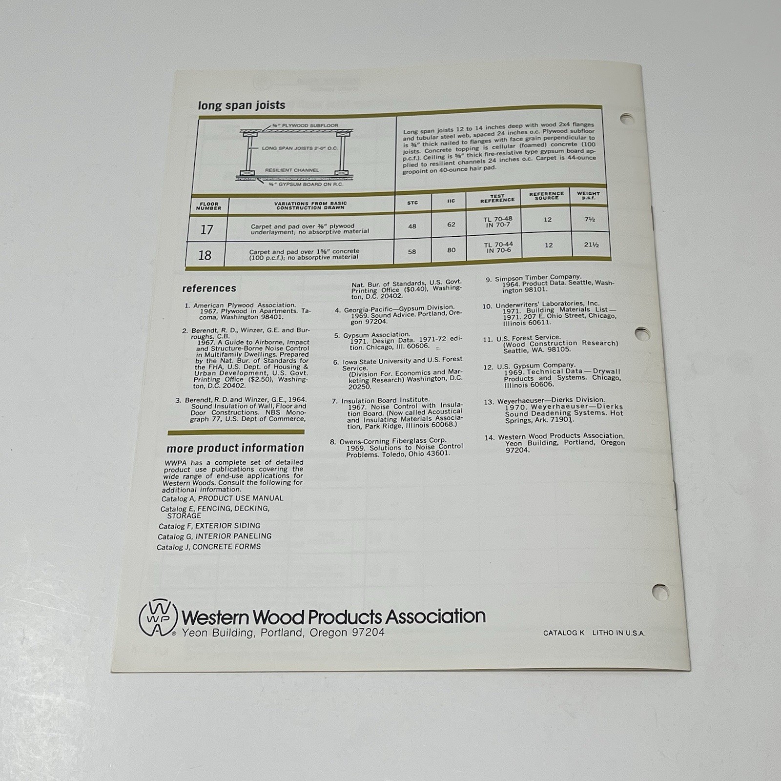 1960’s Western Wood Products Sound Control Design Idea Dealer Brochure