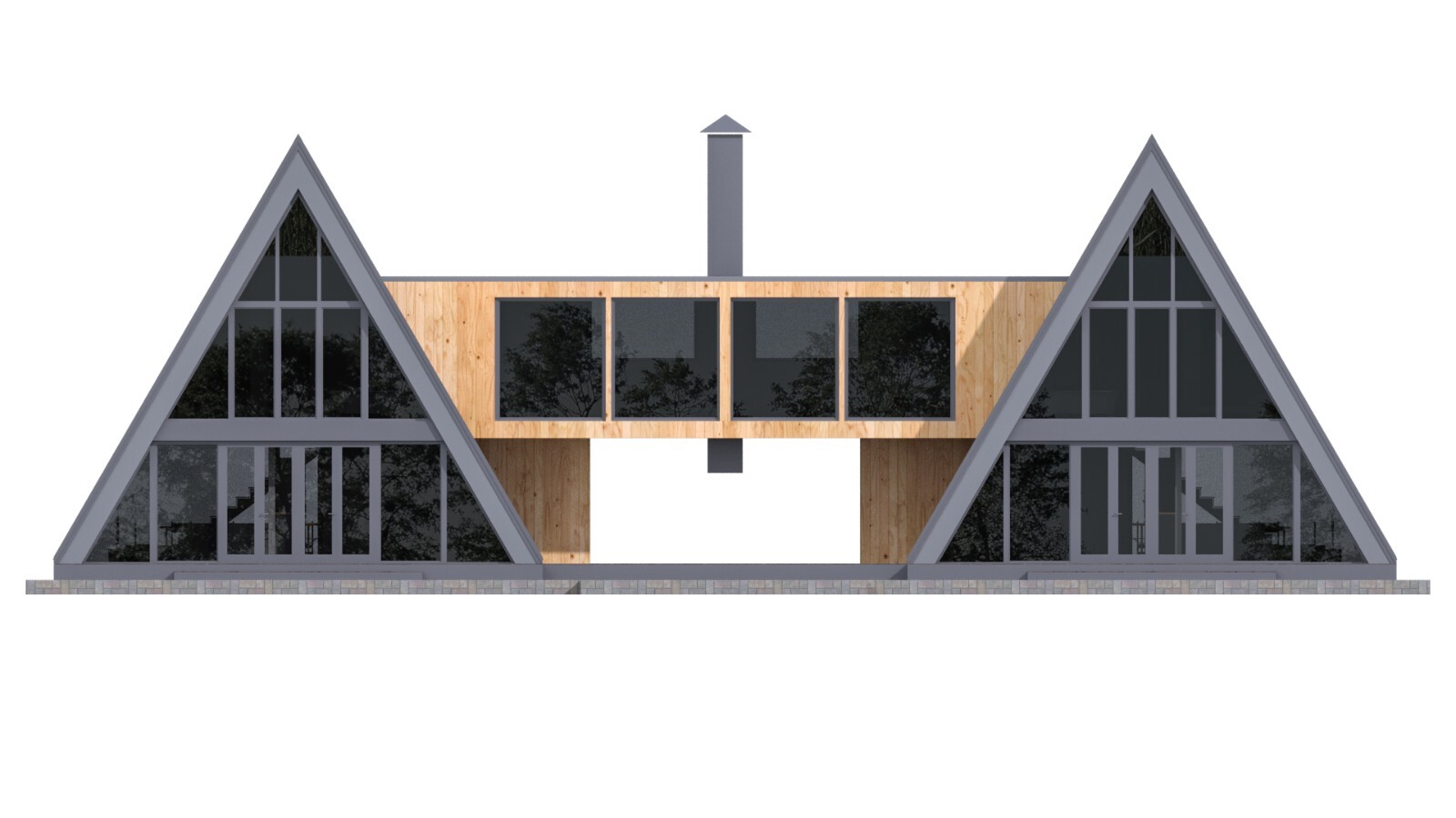 86’x45’ 6 Beds, 4 Baths Double A-Frame House Architecture Build Plans PDF.