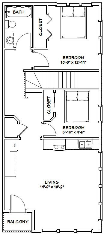 40×42 Apartment with 2-Car 1-RV Garage – PDF FloorPlan – 1,153 sqft – Model 1A