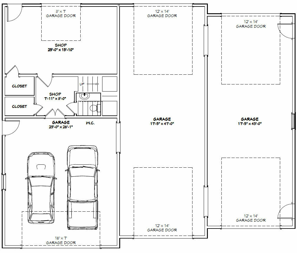 60×50 Apartment with 2-Car 2-RV Garage – PDF FloorPlan – 1,703 sqft – Model 1D