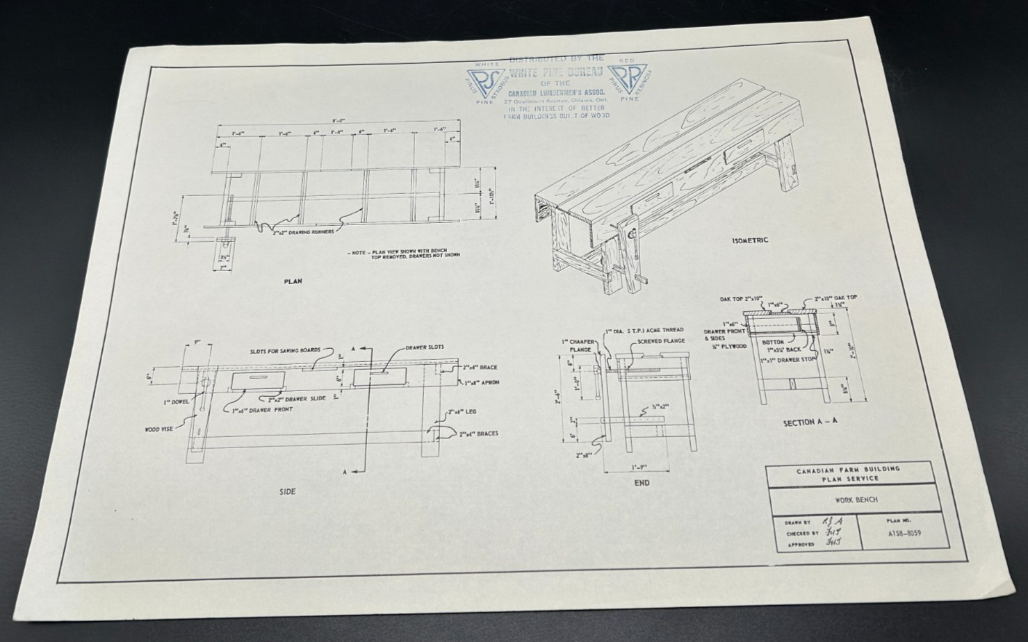 Plans for Building a Work Bench-White Pine Bureau-Canadian Lumberman’s Assoc.