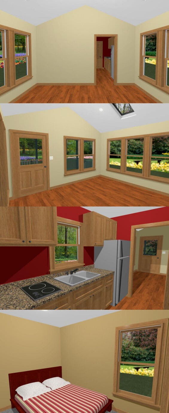 14×28 Tiny House — 391 sq ft — PDF FloorPlan — Model 3E