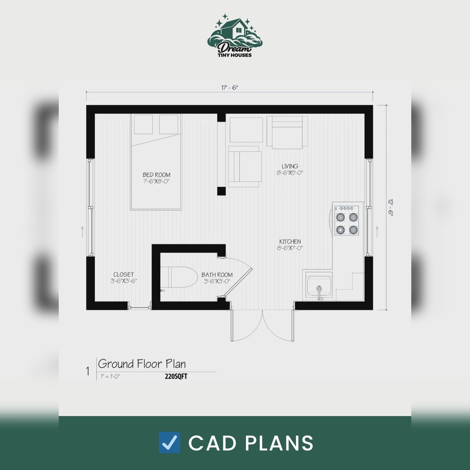 The Shelter Tiny House Blueprint Set (CAD File + Materials List)