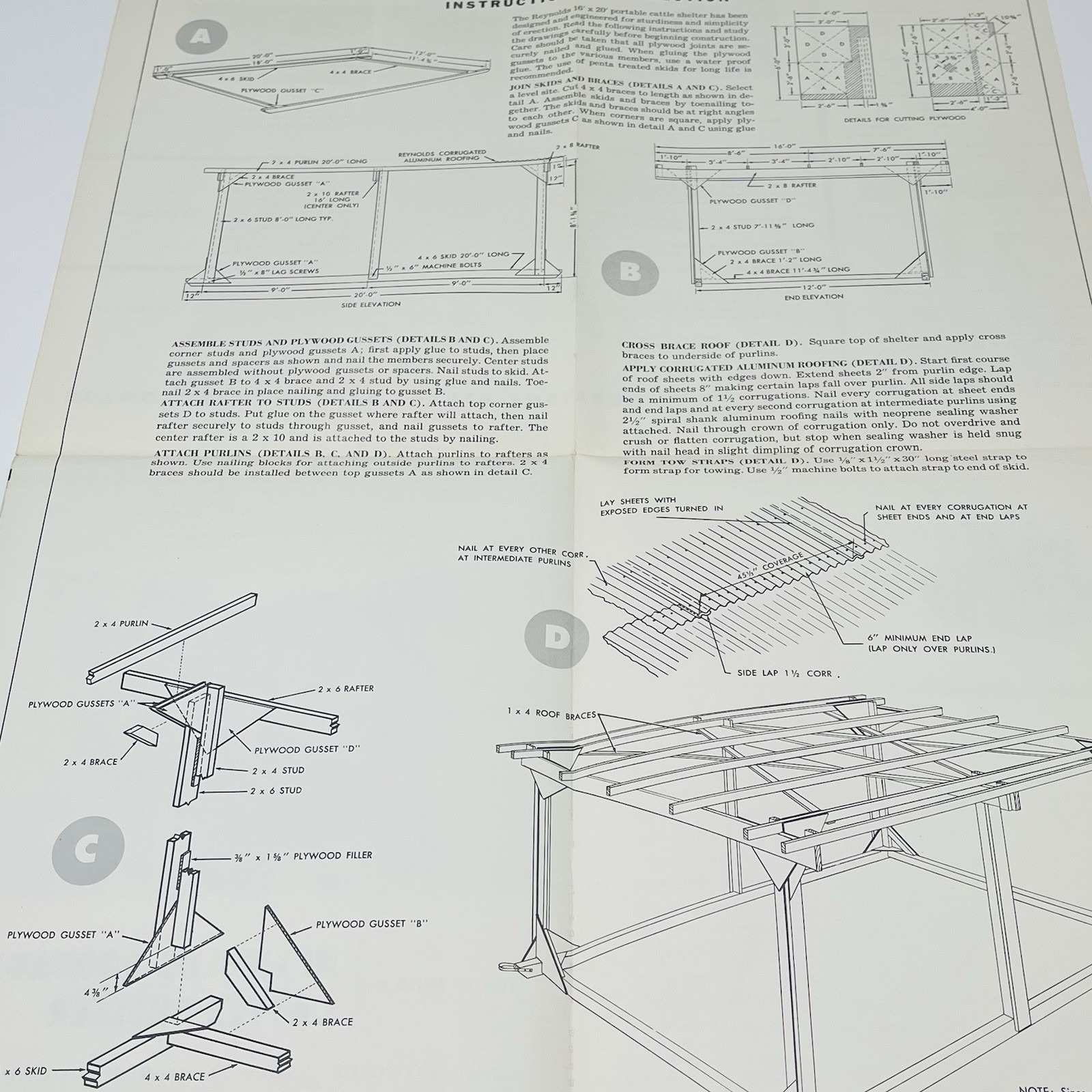 1953 Reynolds Aluminum How To Build Portable Cattle Shelter Plan Blueprint Farm