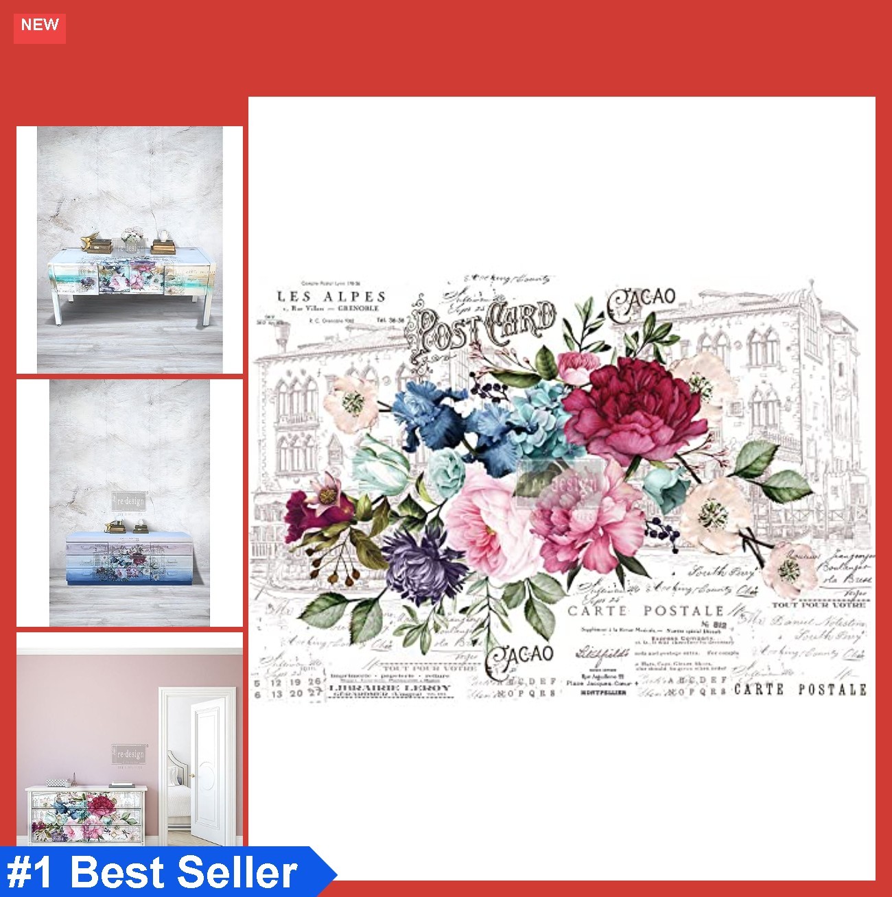 Rub On Transfer 44×30 Inch Imperial Garden Wall Furniture Decoration 6 Sheets