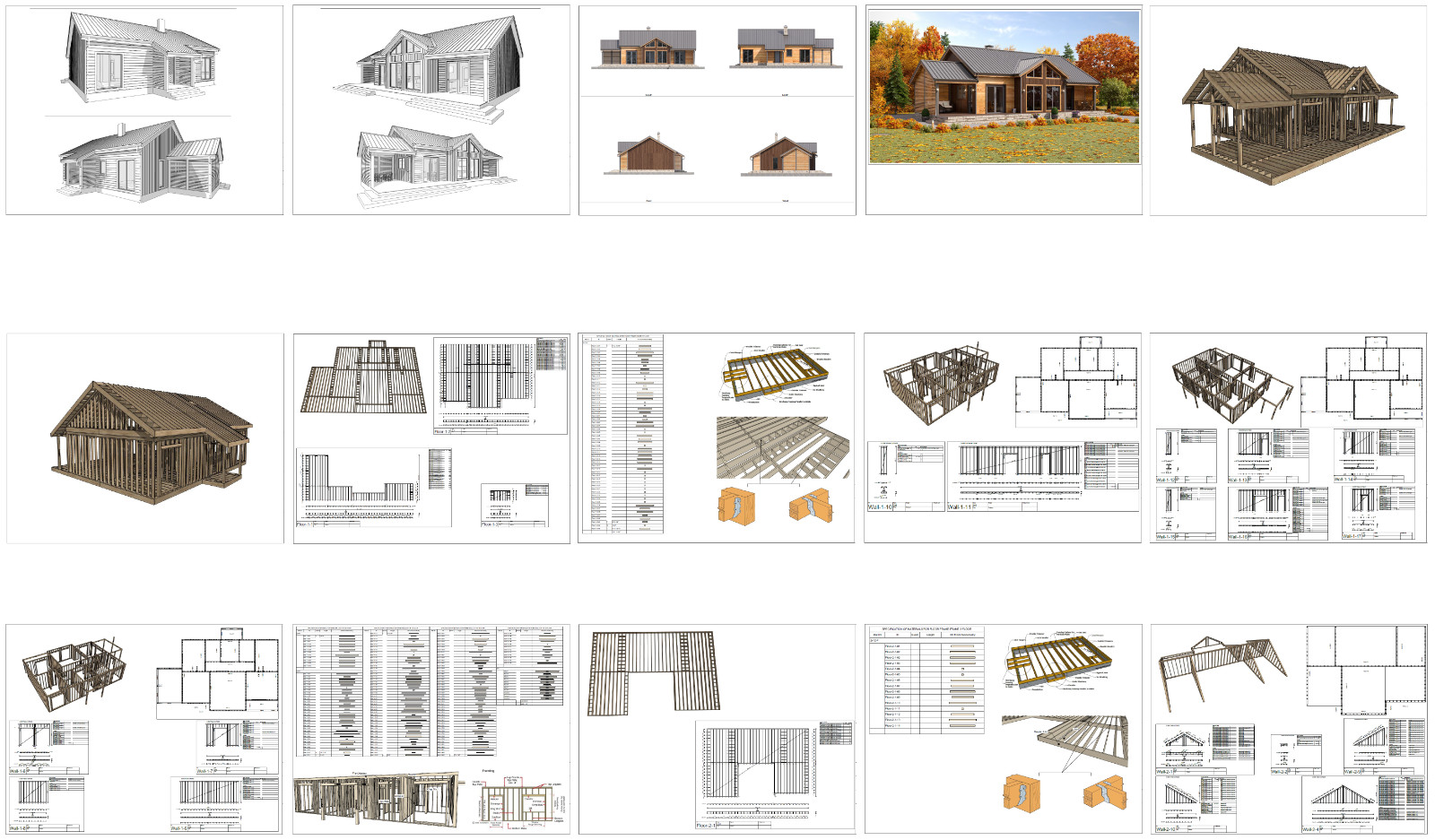 Charming backyard cabin 3 Bed, Bath Architectural Build Plans PDF Download