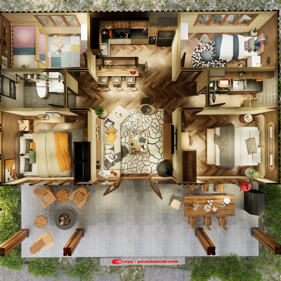 Container house plans – 4 bedrooms – 2 bathrooms – Digital PDF File