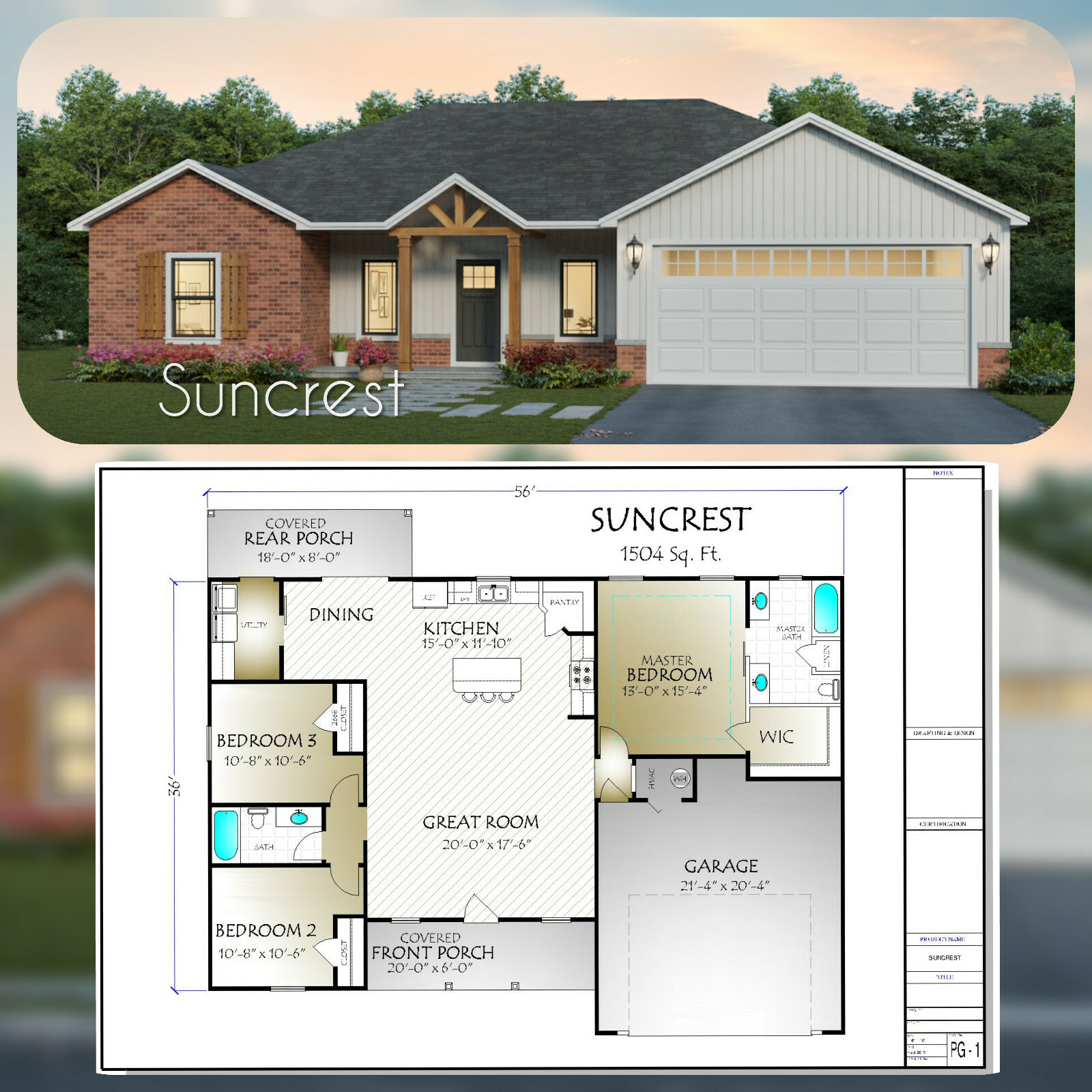 Suncrest House Plan 1504 Heated Square Feet