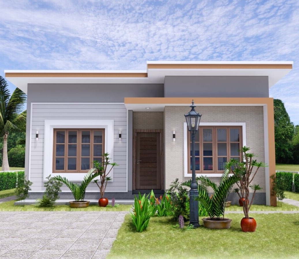 27×30 Feet Small House Plan 8×9 Meter 2 Beds 1 Bath Shed Roof PDF (A4 Hard Copy)