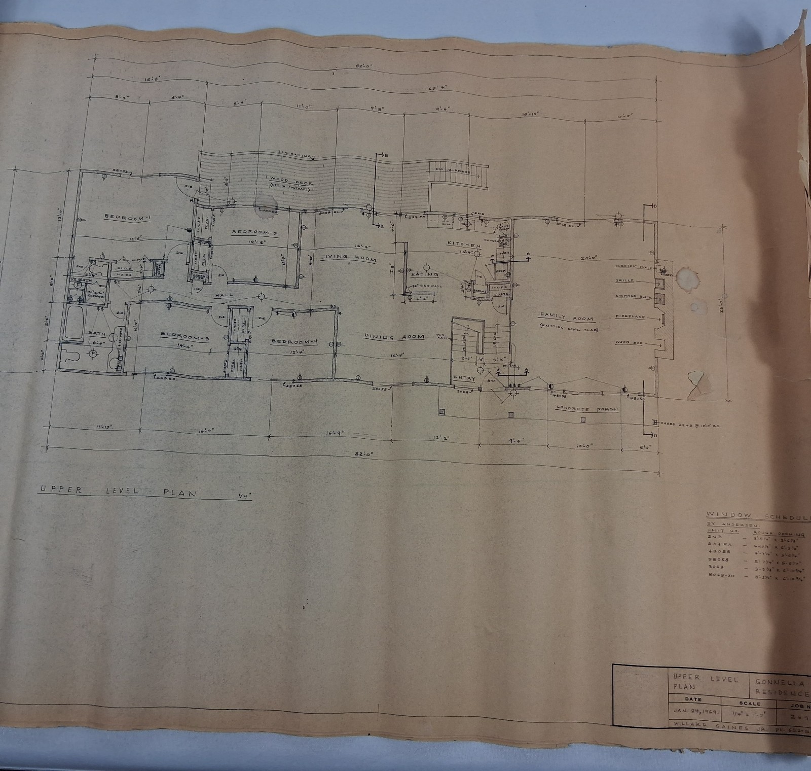 Mid Century Original 1969 Architectural Blueprints Drawings
