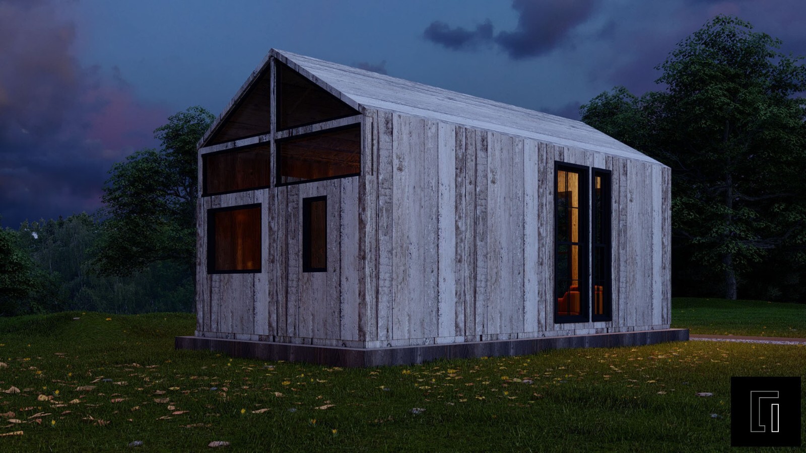 Modern A-Frame Cabin House Architectural Plan 400SF , DIY Tiny House Plan