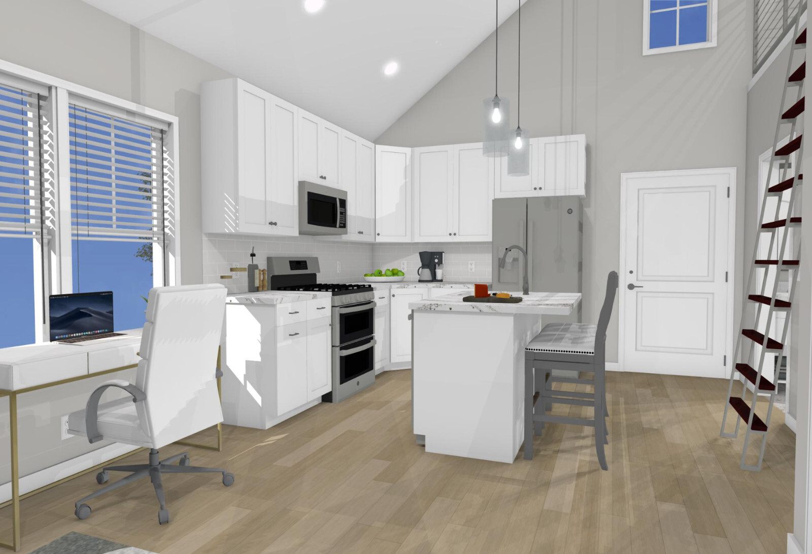 Garage Apartment (ADU) – 1 BR/1BA w/ Loft – Full House Plans, Blueprints #30010A