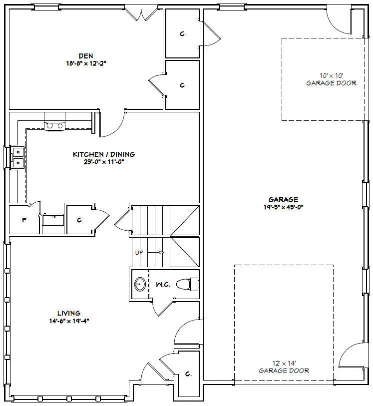 44×48 House with 1-RV Garage – PDF FloorPlan – 2,185 sqft – Model 2F