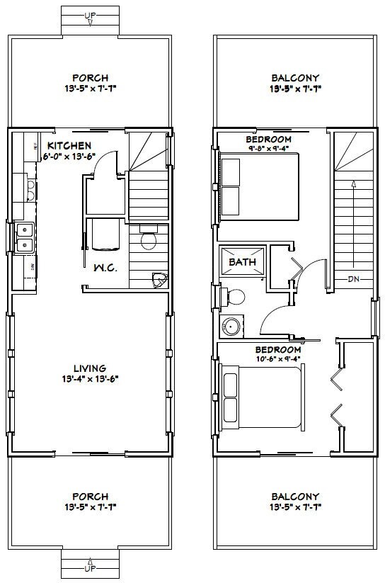 14×28 House — 749 sq ft — PDF FloorPlan — Model 6A