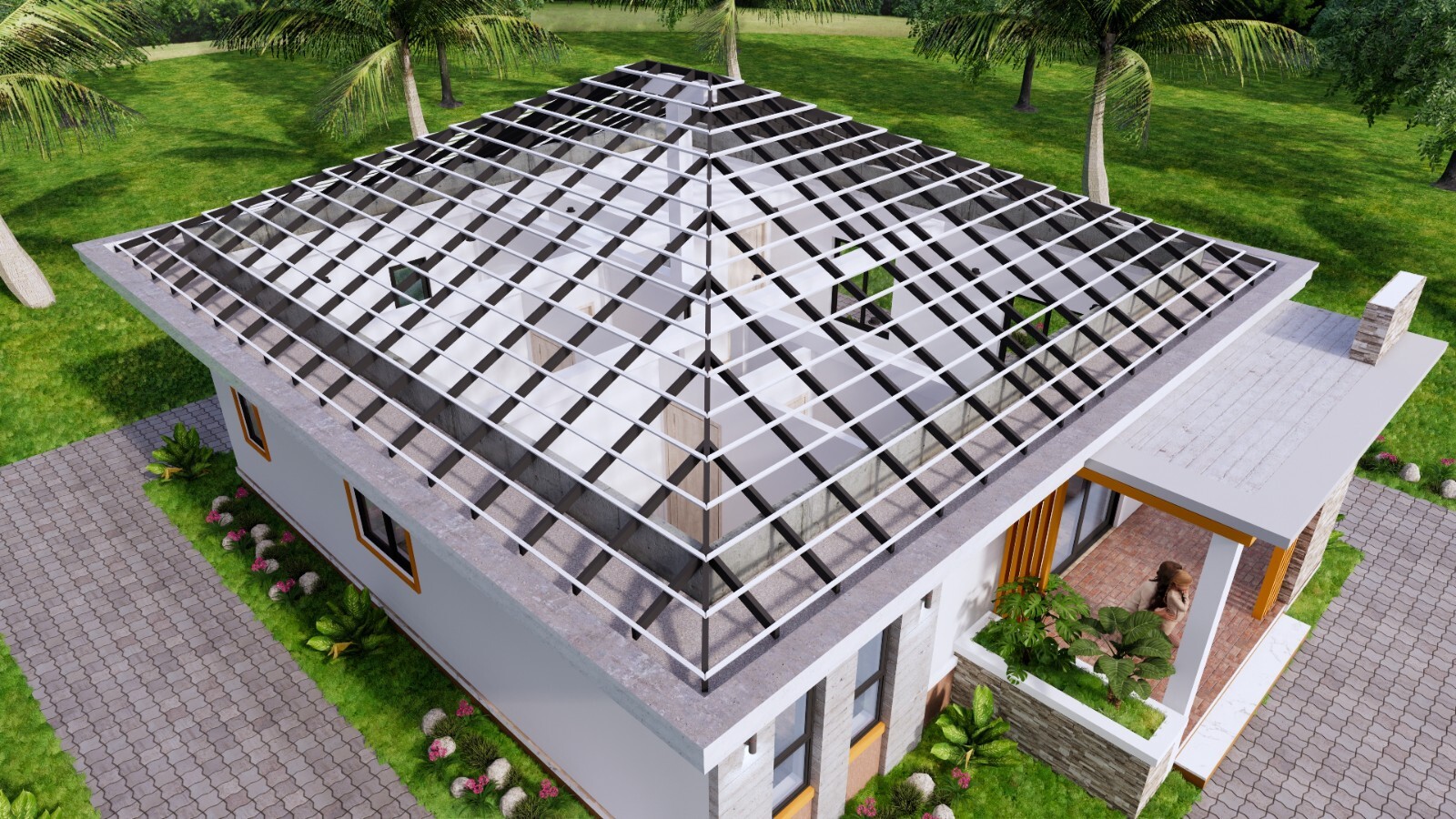 26×36 Feet Small House Plan 8×11 Meter 3 Beds 2 Baths Hip Roof (A4 Hard Copy)