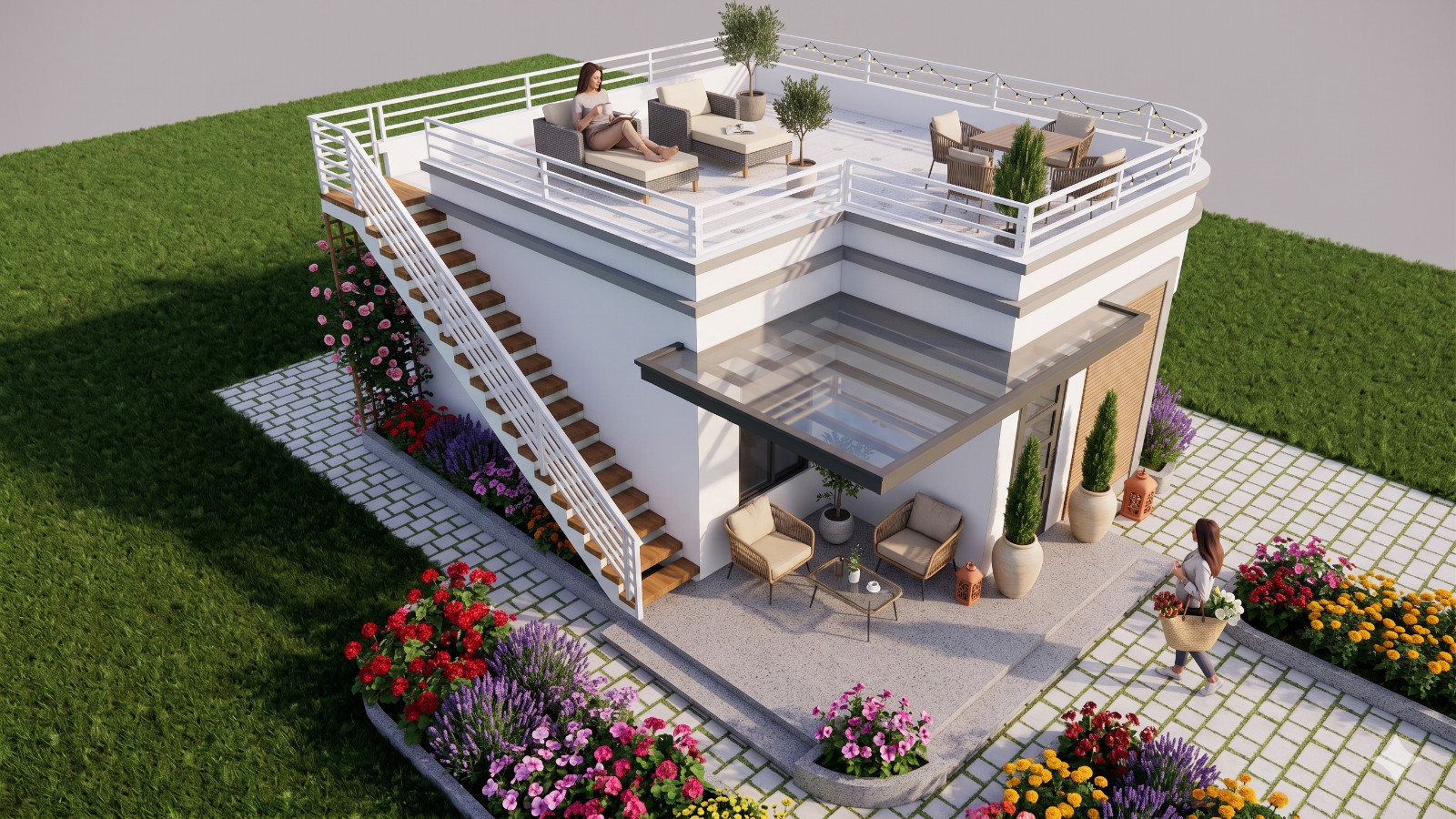 20×23 Feet Small House 6×7 Meter 2 Bed 1 Bath Terrace Roof PDF, Cad&A4 Hard Copy