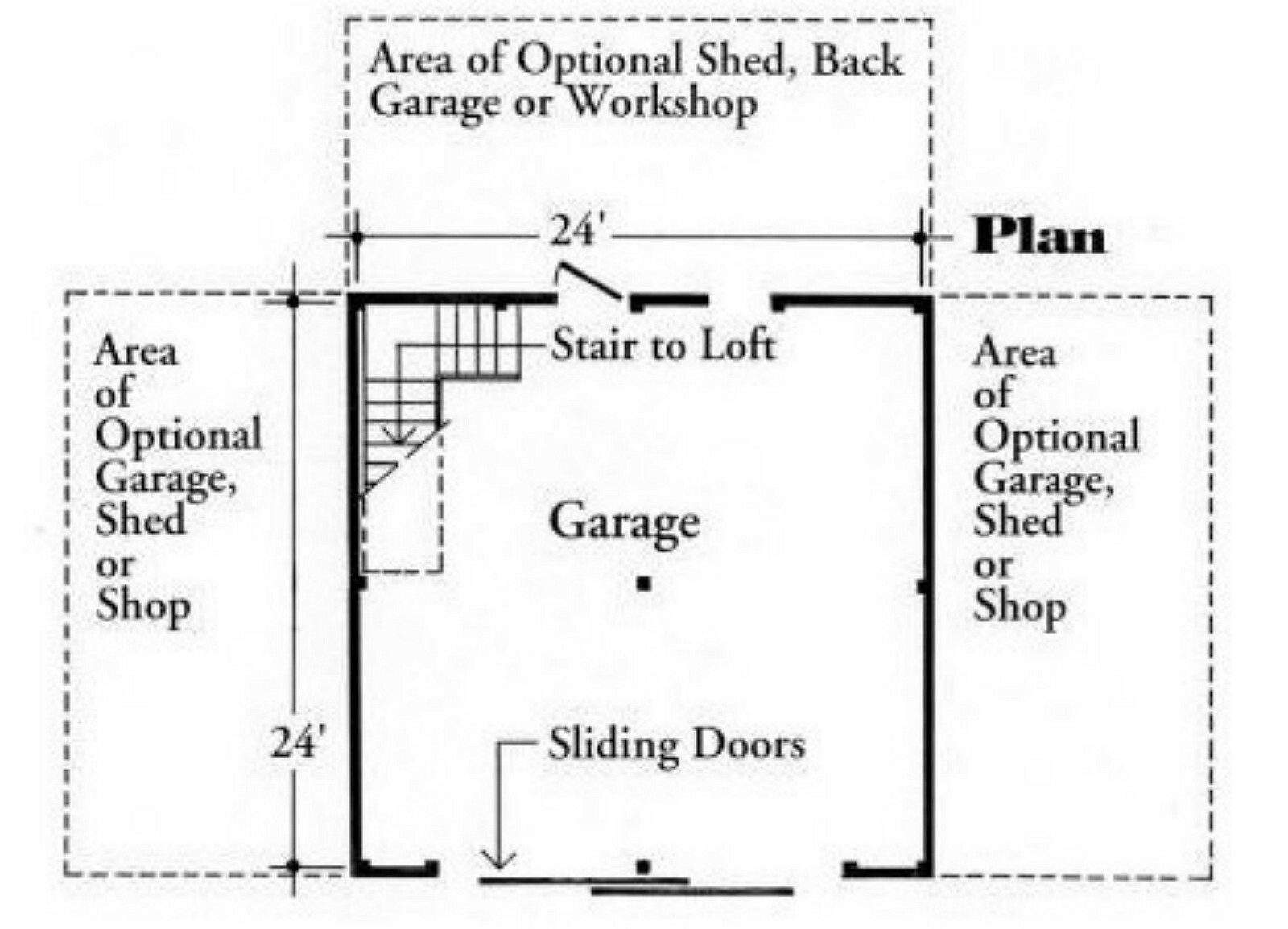 2, 3 or 4 Bay Coach House Plans with Lofts – 3 Sets of Bethany Plans (eB-420×3)
