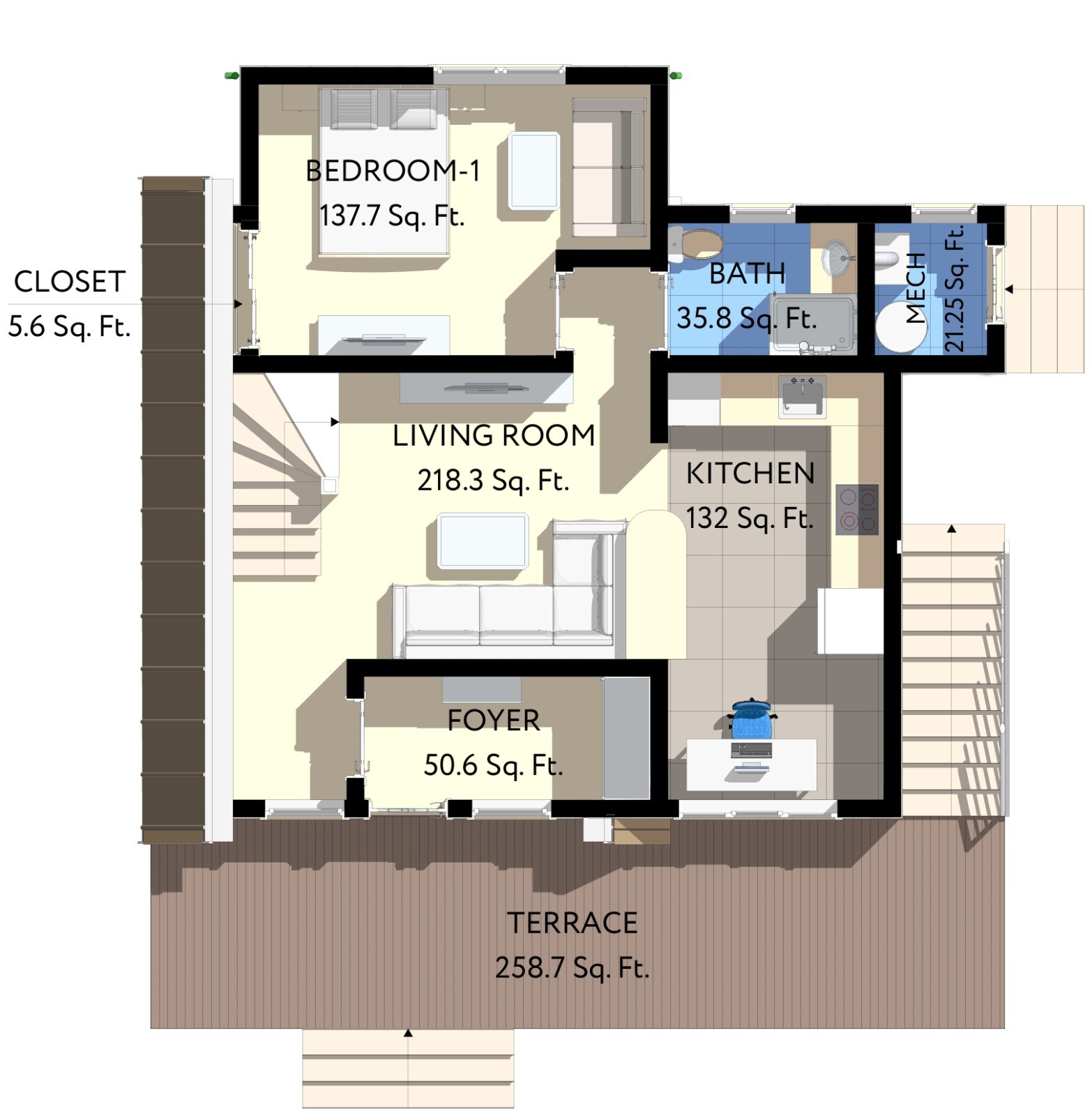 Modern A-Frame 2 Bedrooms, 2 Bathrooms Guest House Plans Architecture Plans 760S