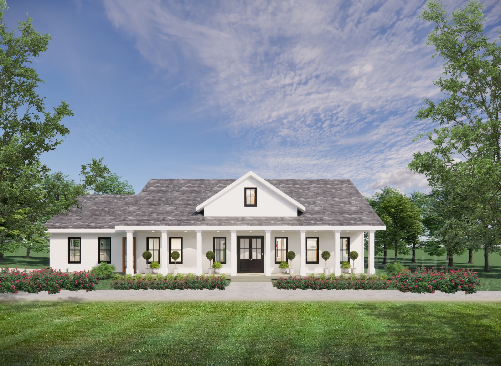 Custom House Design – Modern Ranch Farmhouse 1650 SF – Drawing Blueprint
