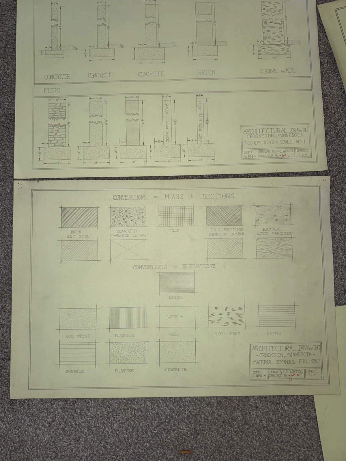 Architectural House Blueprints Plans Mid Century Modern Home 1941 MN 17 Pieces Z